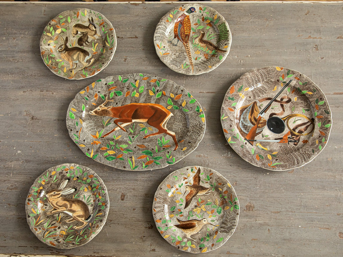 Six Hand Painted Dinnerware Plates Created By Painter Jean Bertholle For Gein France - La Maison London
