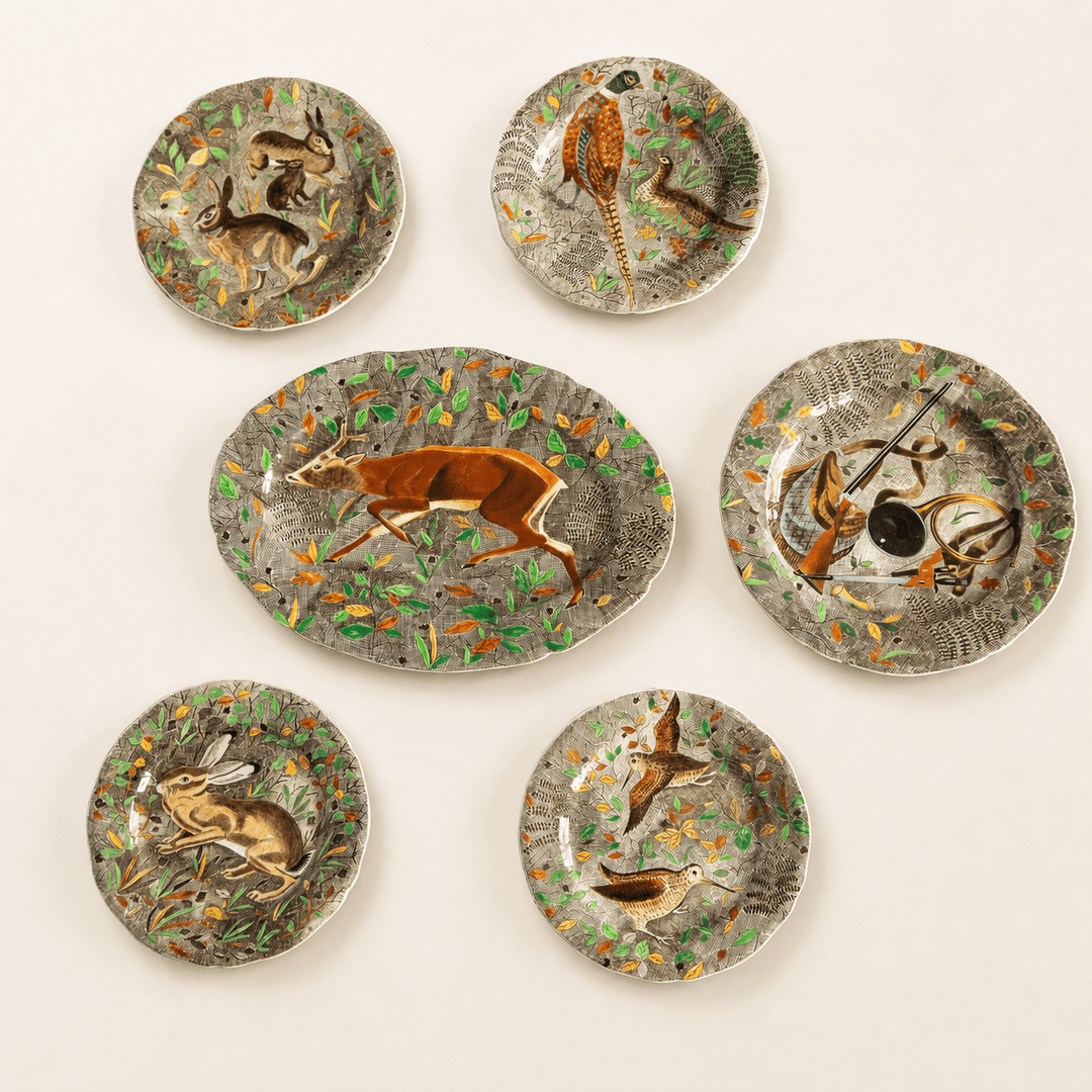 Six Hand Painted Dinnerware Plates Created By Painter Jean Bertholle For Gein France - La Maison London