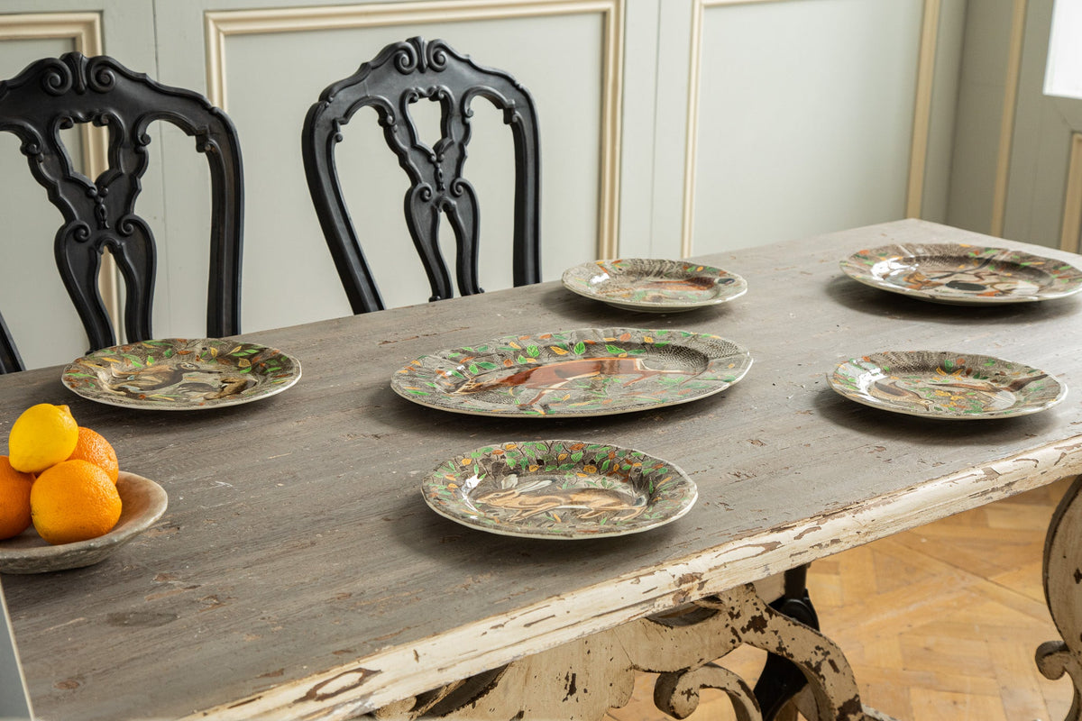 Six Hand Painted Dinnerware Plates Created By Painter Jean Bertholle For Gein France - La Maison London