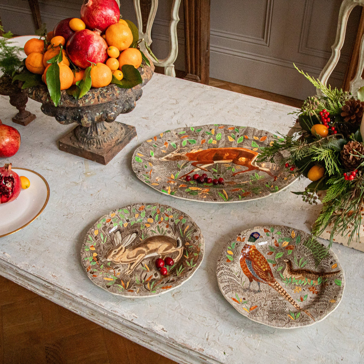 Six Hand Painted Dinnerware Plates Created By Painter Jean Bertholle For Gein France - La Maison London