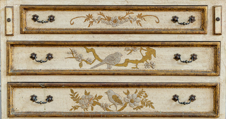 Small Antique Italian Drop - Front Scriban Desk Hand - Painted Venetian Chinoiserie - La Maison London