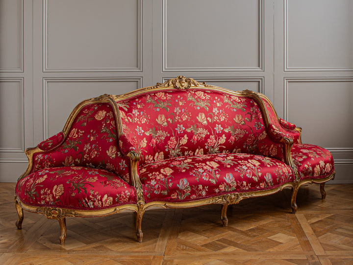 talian Large Giltwood LXV Style Confidente Sofa, Circa Early 1900's I - La Maison London