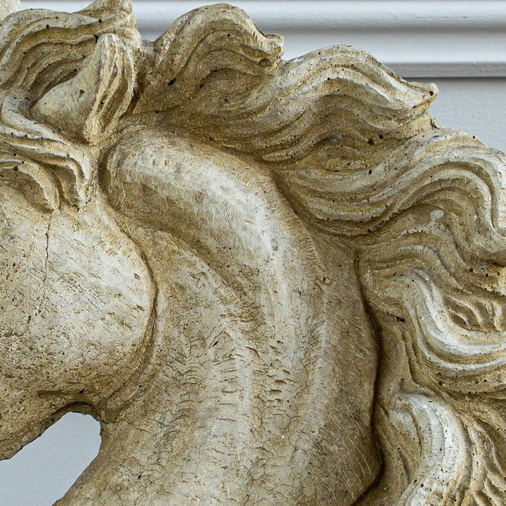 Vintage Neoclassical Style Weathered Cast Stone Horse Head Bust - La Maison London