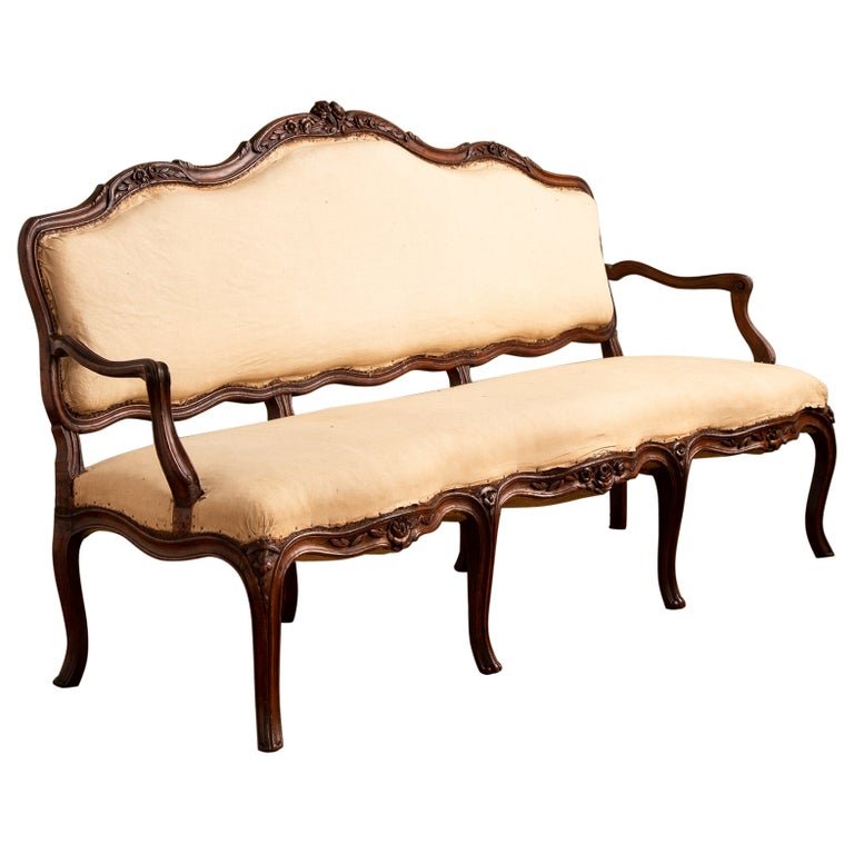 18th Century French Louis XV Walnut Sofa