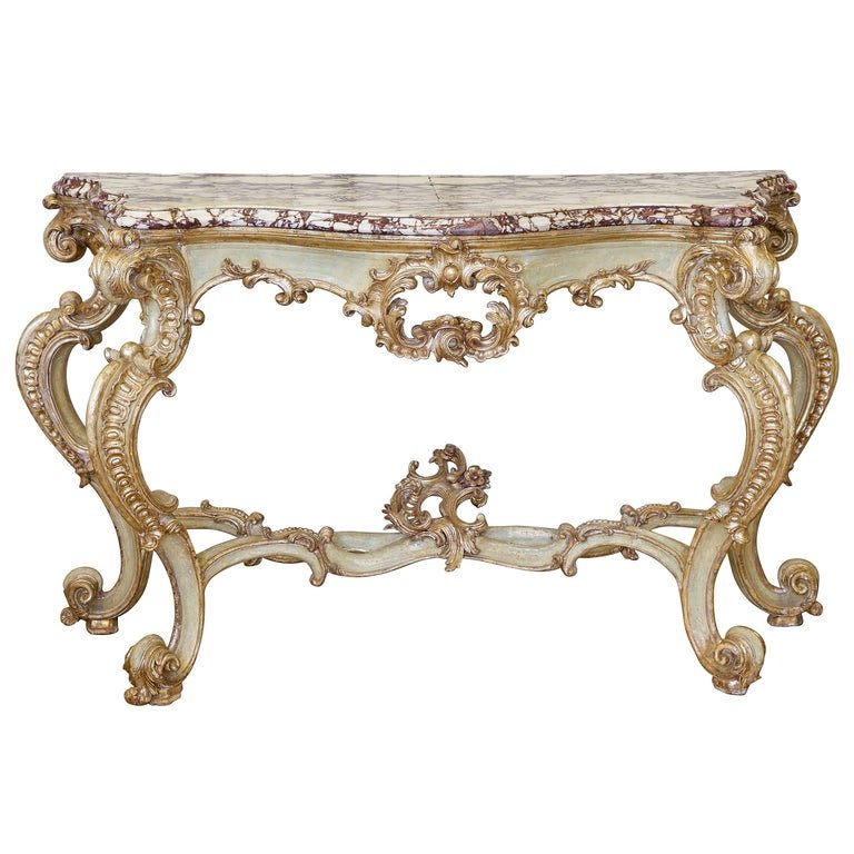 18th Century Louis XV Silver Gilded and Painted Console - La Maison London