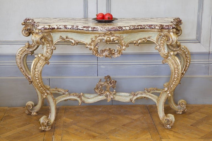 18th Century Louis XV Silver Gilded and Painted Console - La Maison London