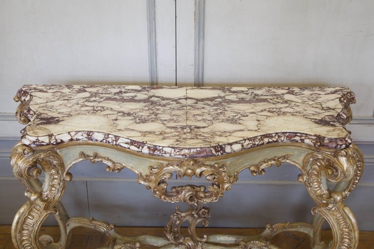 18th Century Louis XV Silver Gilded and Painted Console - La Maison London