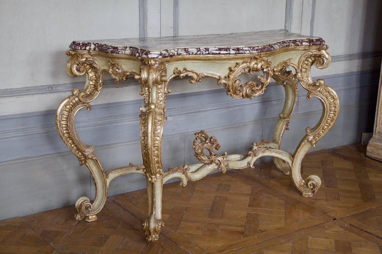 18th Century Louis XV Silver Gilded and Painted Console - La Maison London