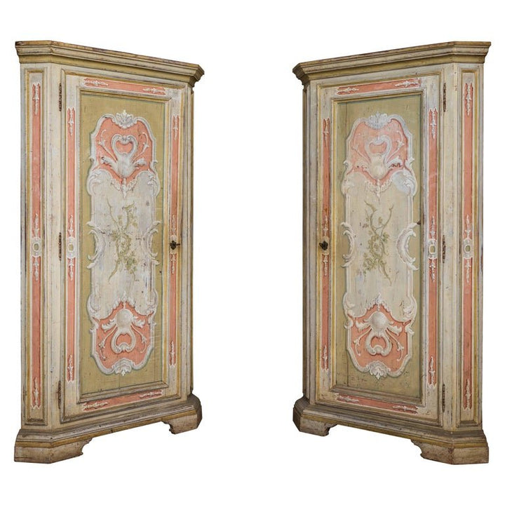 19th Century Italian Painted Corner Cabinets - La Maison London