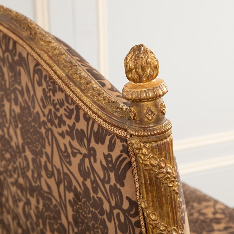 A Finely Carved Louis XVI Style Giltwood Sofa - La Maison London
