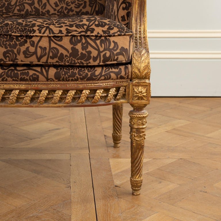 A Finely Carved Louis XVI Style Giltwood Sofa - La Maison London