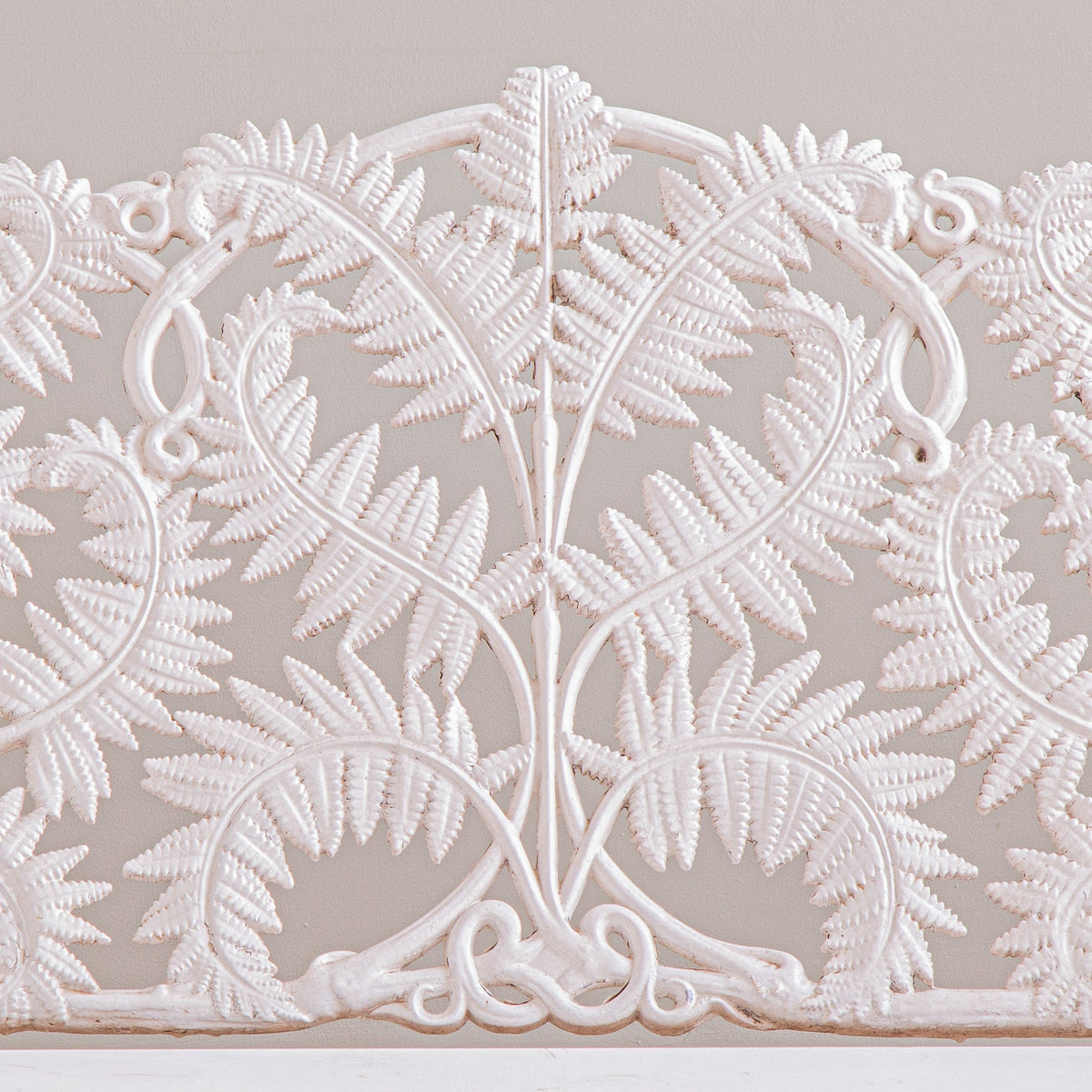 Antique Cast Iron Garden Bench With Fern Leaf Motif In White - La Maison London