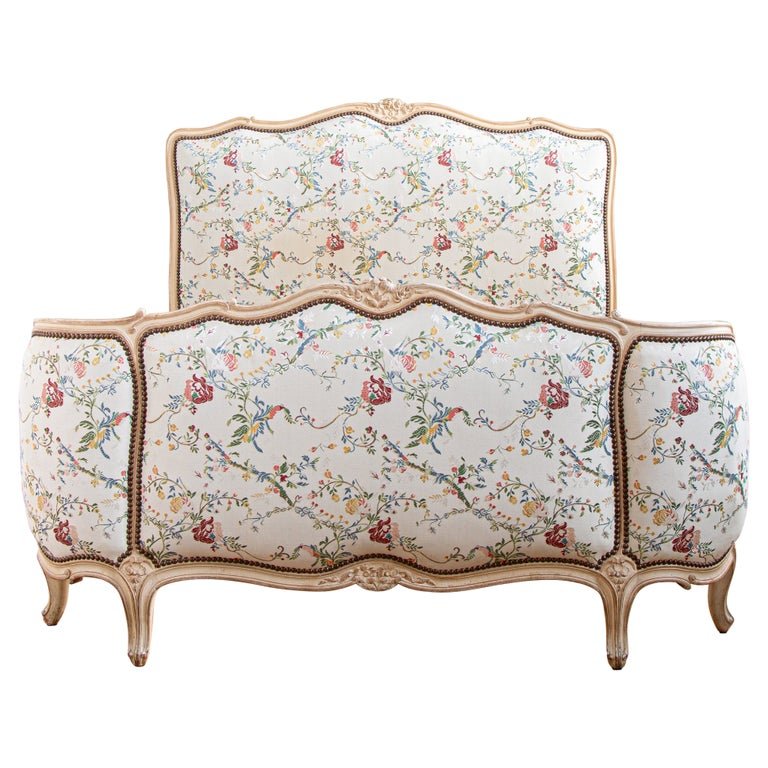 Antique Louis XV Style Painted Demi- Corbeille Bed