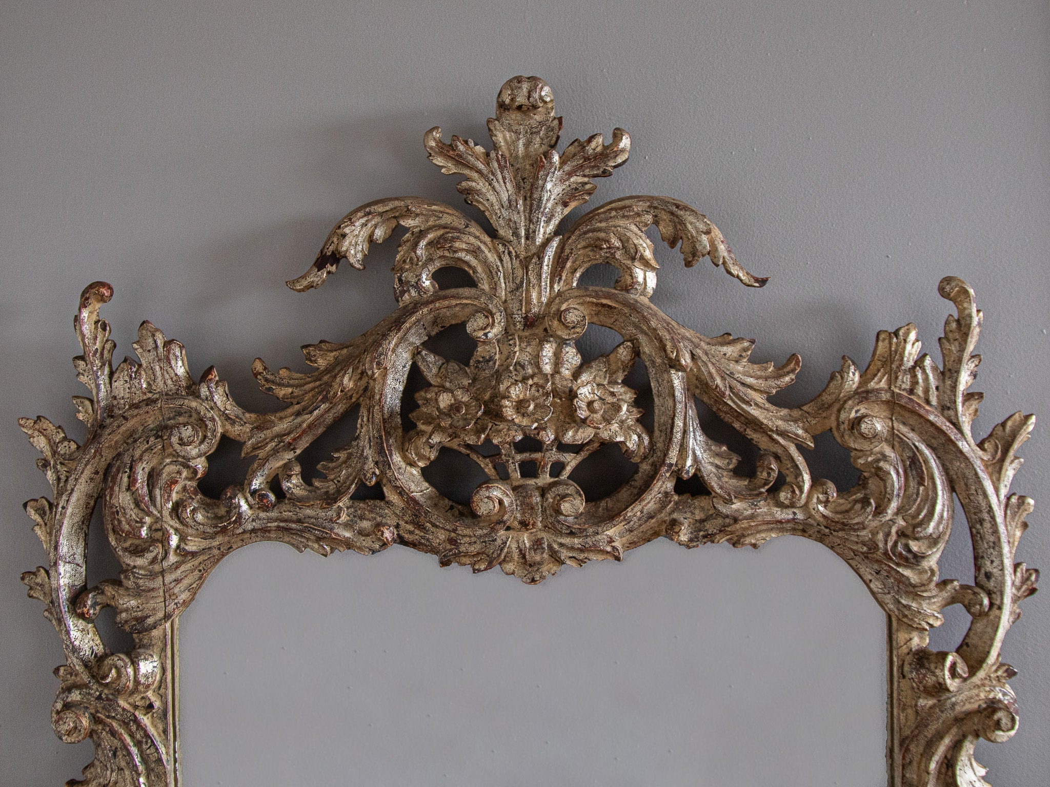 Early 1900's Florentine rococo Style Silver Giltwood mirror – La