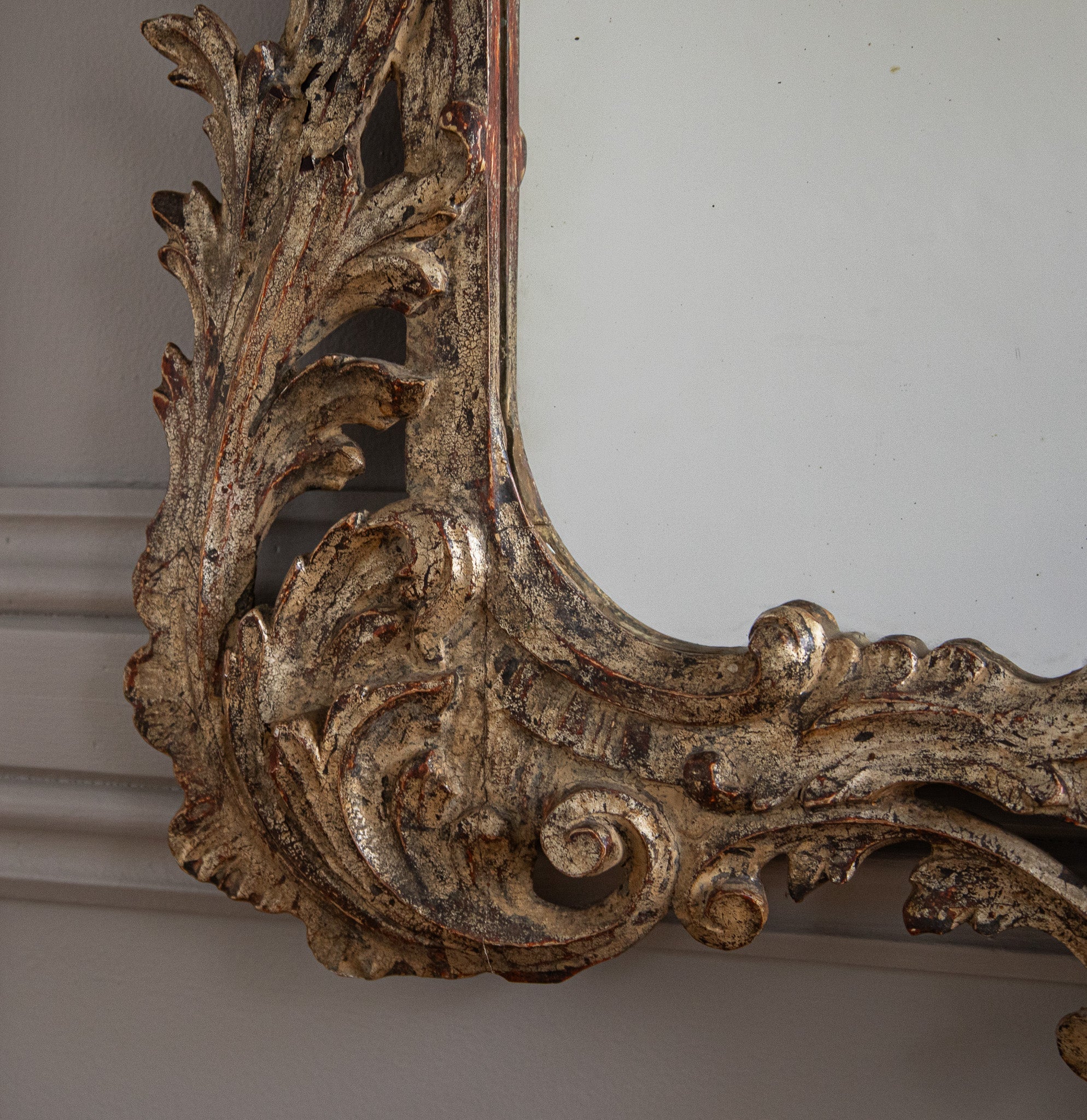 Early 1900's Florentine rococo Style Silver Giltwood mirror – La