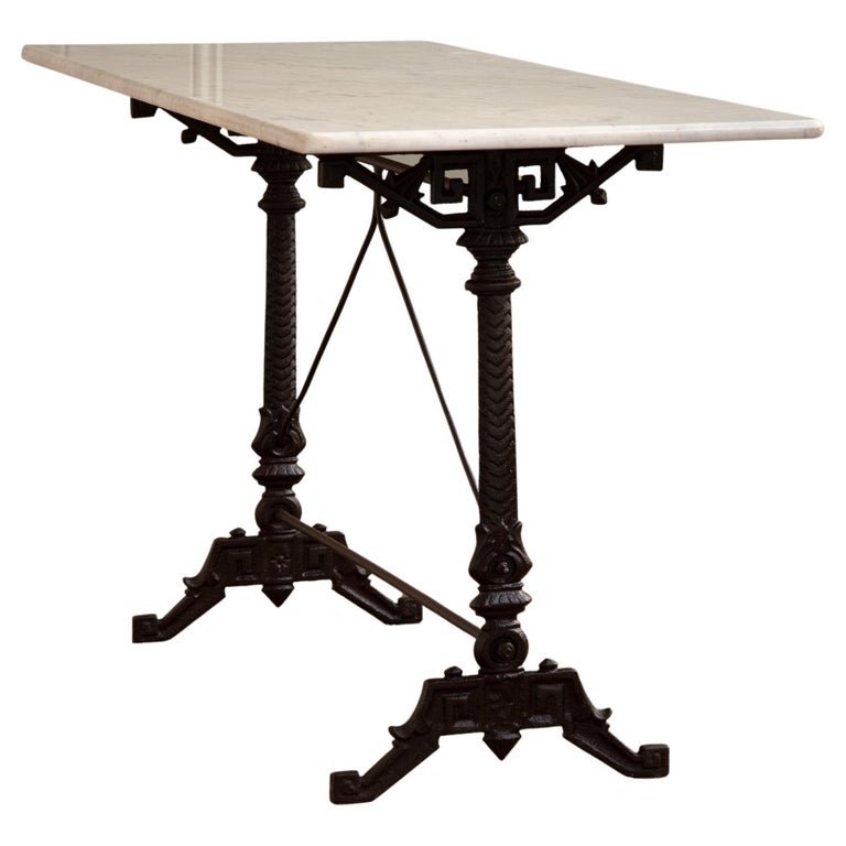 Art Nouveau Cast Iron Bistro Table/Garden Table with Carrara marble top