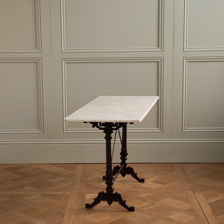 Art Nouveau Cast Iron Bistro Table/Garden Table with Carrara marble top - La Maison London
