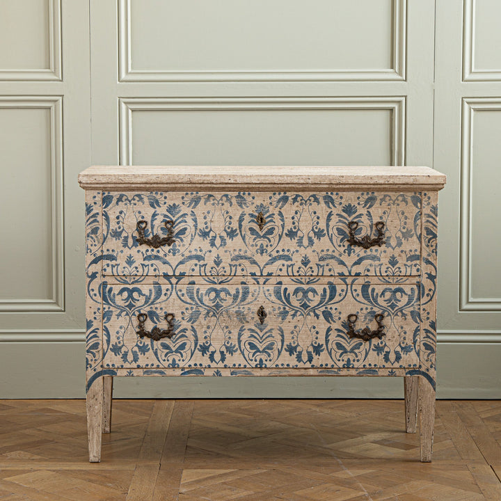 Blue & White Florentine Style Hand Painted Italian Chest Of Drawers/Commode - La Maison London