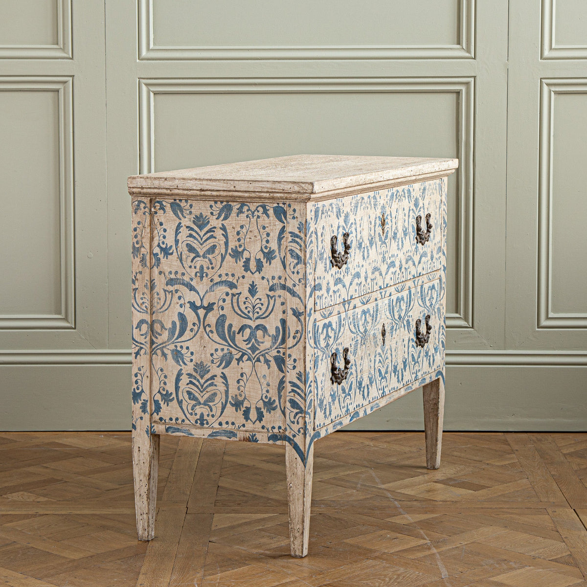 Blue & White Florentine Style Hand Painted Italian Chest Of Drawers/Commode - La Maison London