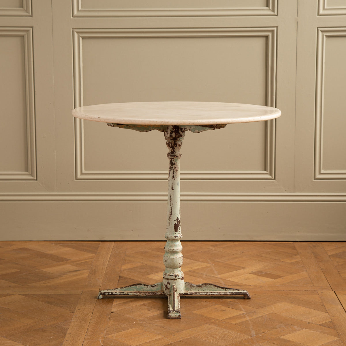 Cast Iron round French Bistro table/Garden table with Marble top - La Maison London
