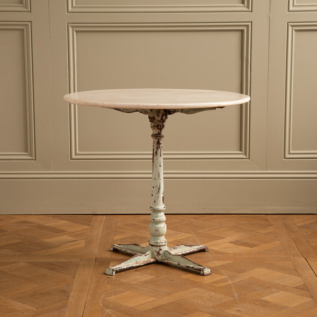 Cast Iron round French Bistro table/Garden table with Marble top - La Maison London