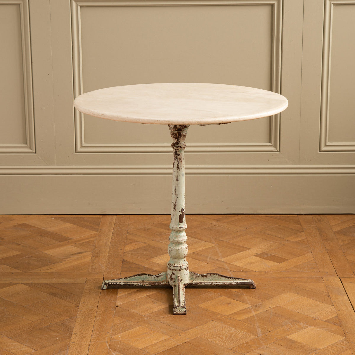 Cast Iron round French Bistro table/Garden table with Marble top - La Maison London