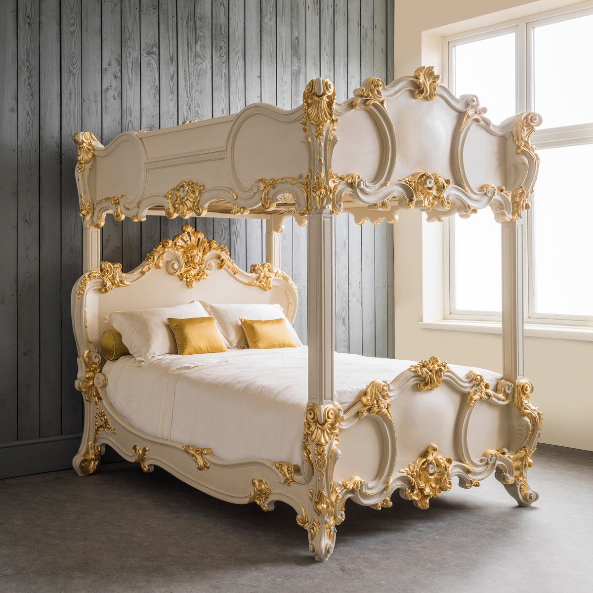 Copy of Rococo Style Hand Carved 4 Poster / Bunk Bed - La Maison London