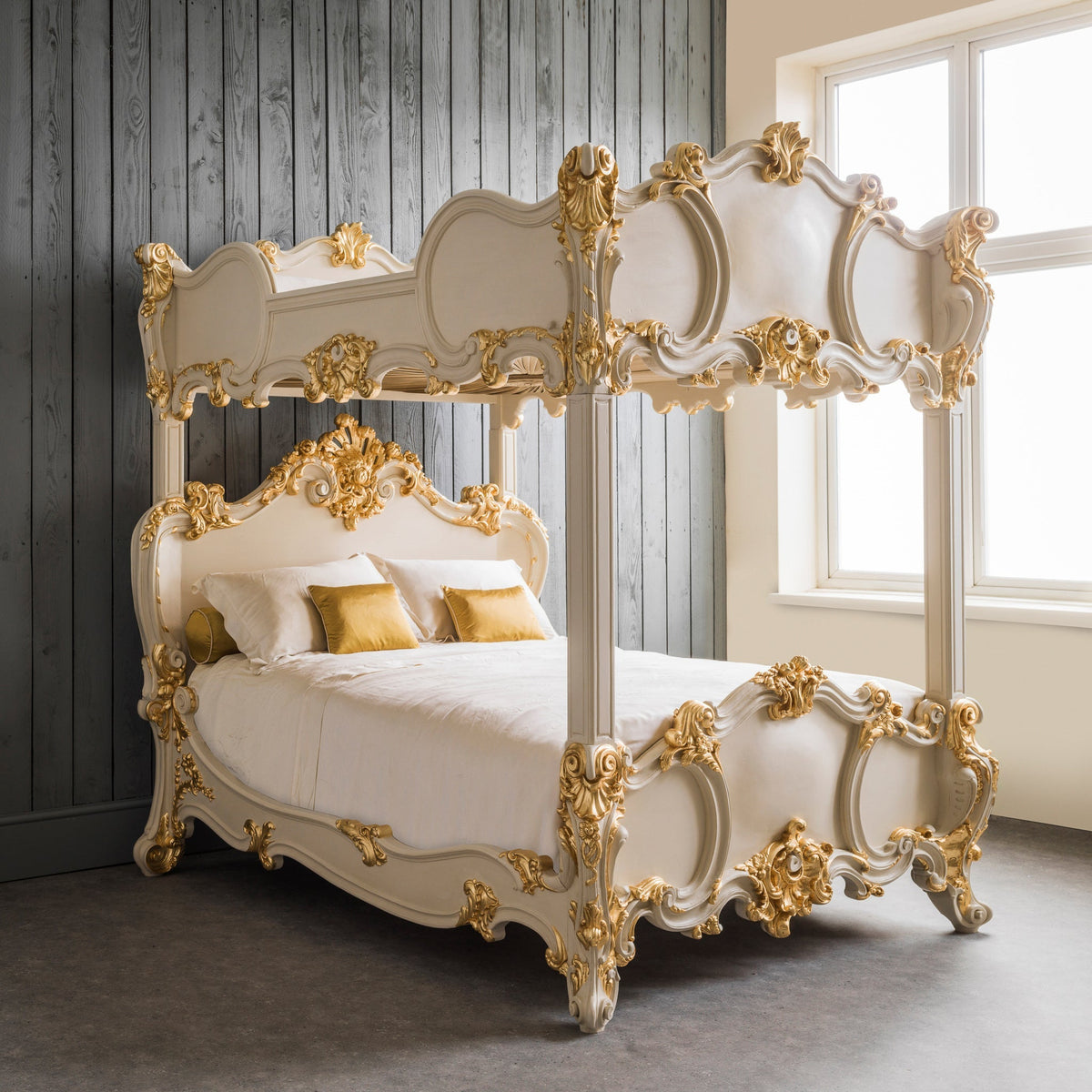 Copy of Rococo Style Hand Carved 4 Poster / Bunk Bed - La Maison London