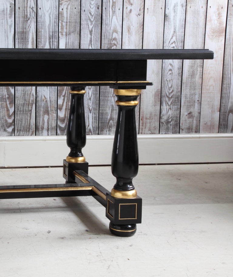 Dining Table Black Lacquered with Gold Highlights and Ormolu Pearls - La Maison London