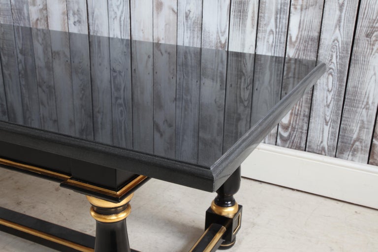 Dining Table Black Lacquered with Gold Highlights and Ormolu Pearls - La Maison London