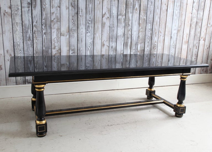 Dinning Table Black Lacquered with Gold Highlights and Ormolu Pearls - La Maison London