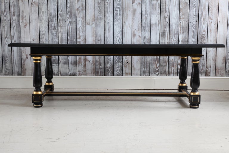 Dinning Table Black Lacquered with Gold Highlights and Ormolu Pearls - La Maison London