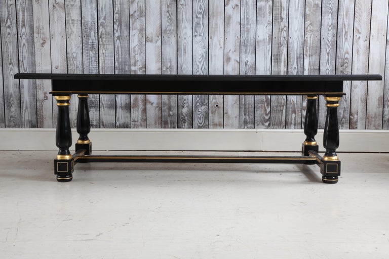 Dining Table Black Lacquered with Gold Highlights and Ormolu Pearls - La Maison London
