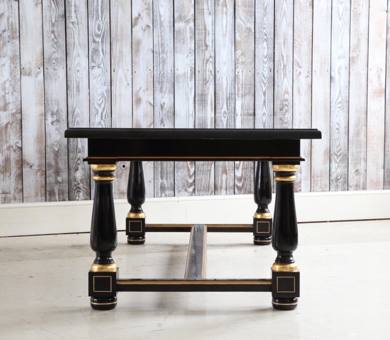 Dining Table Black Lacquered with Gold Highlights and Ormolu Pearls - La Maison London