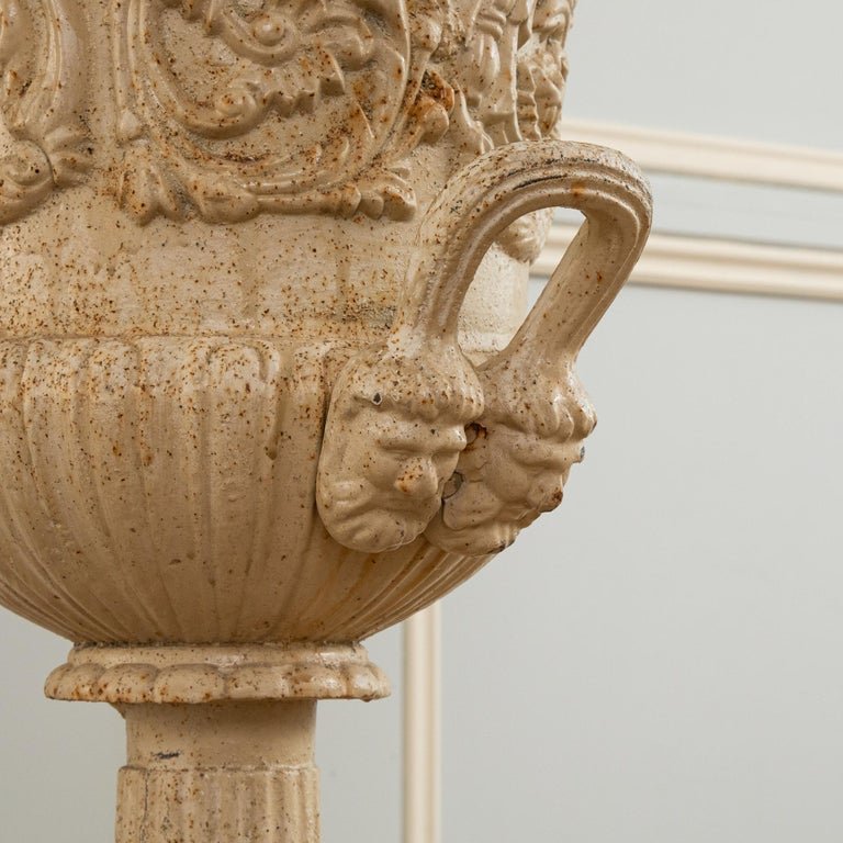 Early 20th Century Pair of Cast Iron Garden Urns on Plinths - La Maison London