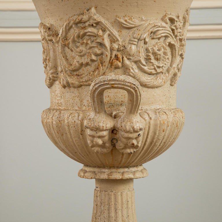 Early 20th Century Pair of Cast Iron Garden Urns on Plinths - La Maison London