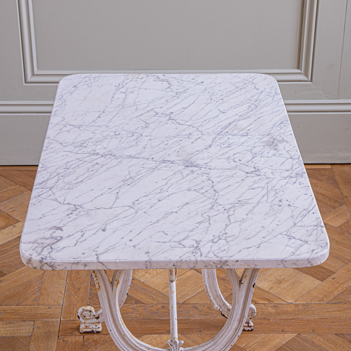 French Antique cast Iron & Marble Bistro Table by Clermont Fils - La Maison London