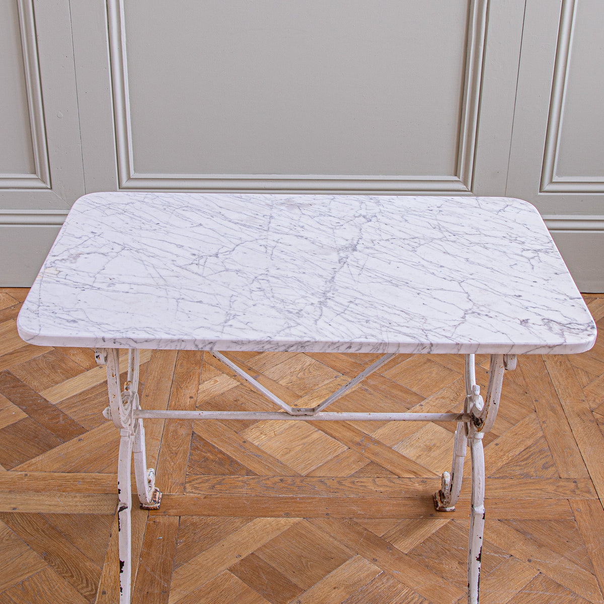 French Antique cast Iron & Marble Bistro Table by Clermont Fils - La Maison London