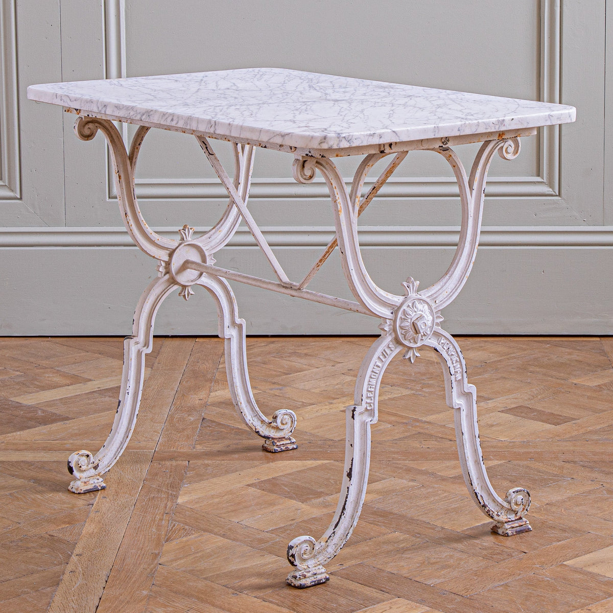 French Antique cast Iron & Marble Bistro Table by Clermont Fils - La Maison London