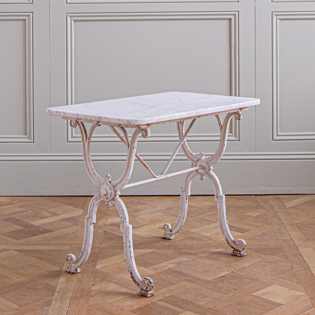 French Antique cast Iron & Marble Bistro Table by Clermont Fils - La Maison London