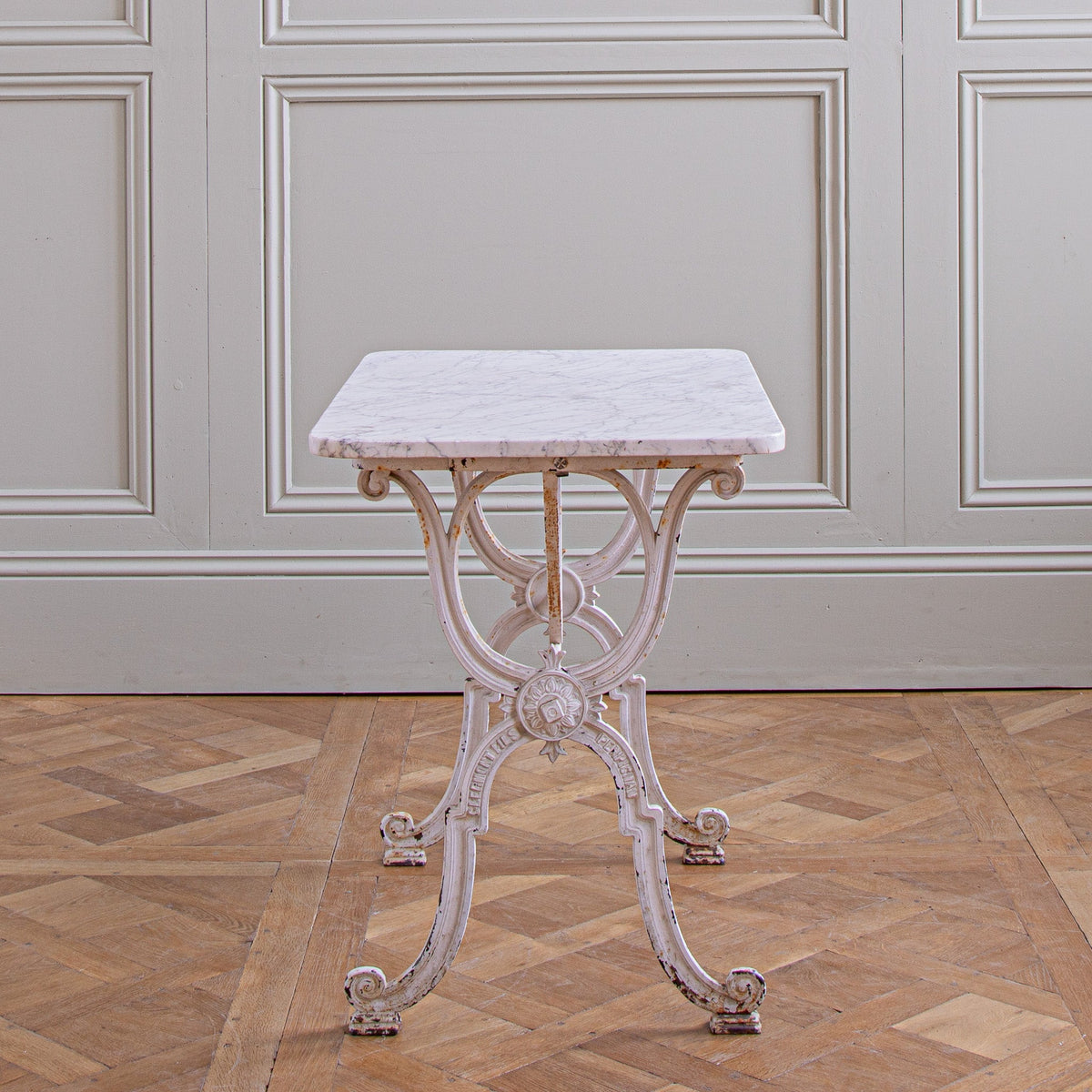French Antique cast Iron & Marble Bistro Table by Clermont Fils - La Maison London