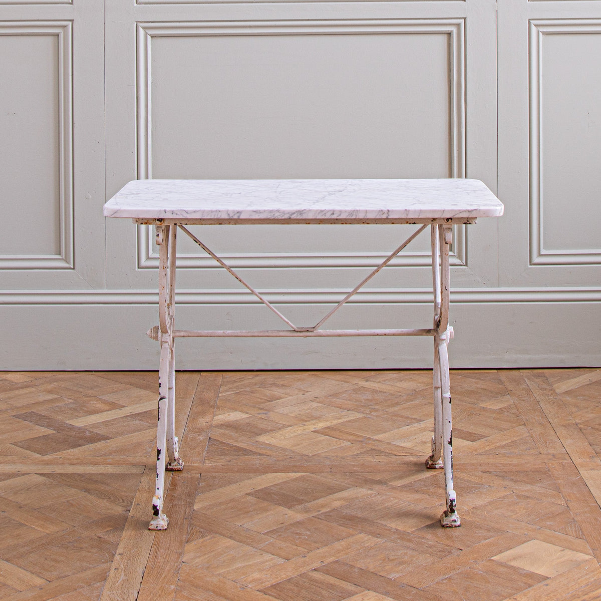 French Antique cast Iron & Marble Bistro Table by Clermont Fils - La Maison London