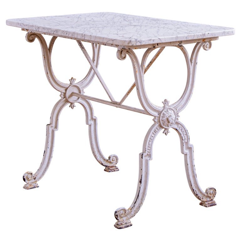 French Antique cast Iron & Marble Bistro Table by Clermont Fils - La Maison London