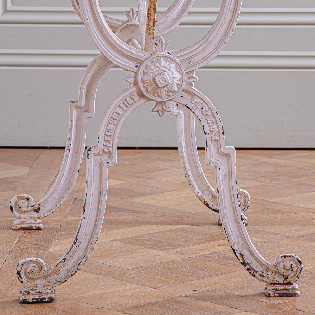 French Antique cast Iron & Marble Bistro Table by Clermont Fils - La Maison London