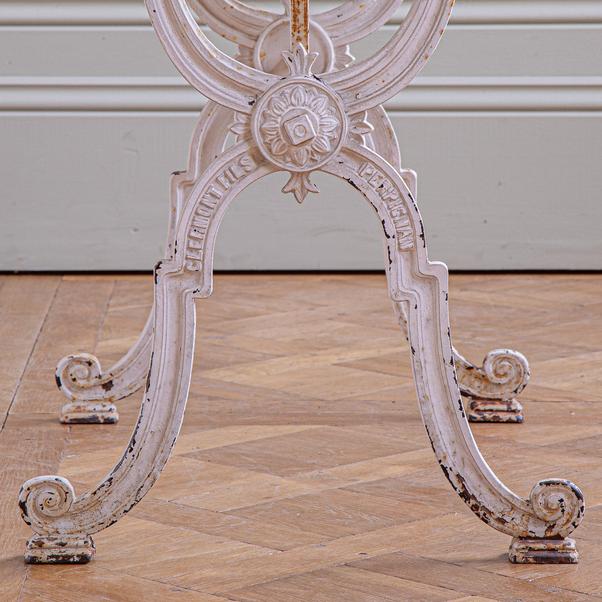 French Antique cast Iron & Marble Bistro Table by Clermont Fils - La Maison London