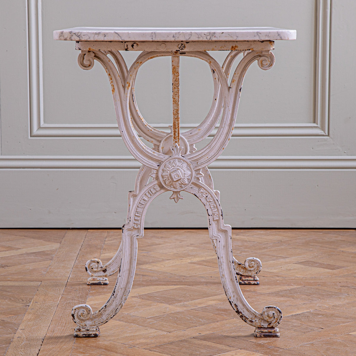 French Antique cast Iron & Marble Bistro Table by Clermont Fils - La Maison London