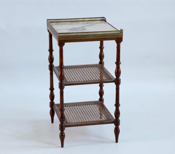French Early 20th Century Side Table With Wicker Shelves - La Maison London