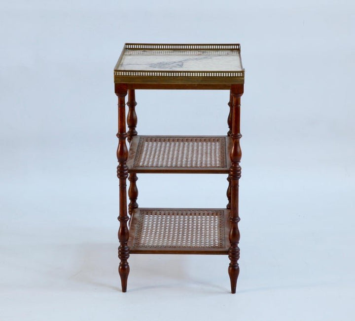 French Early 20th Century Side Table With Wicker Shelves - La Maison London