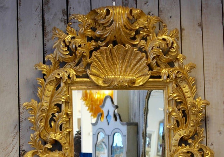 Hand Carved, Baroque Style Mirror, Gilt in 23.75-Karat Gold - La Maison London