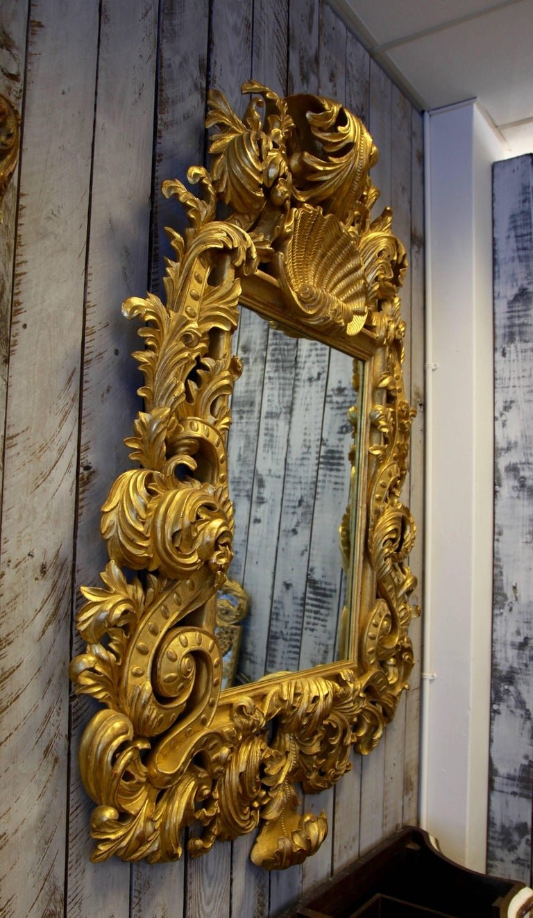 Hand Carved, Baroque Style Mirror, Gilt in 23.75-Karat Gold - La Maison London